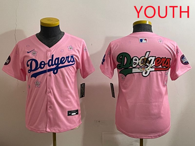Youth Los Angeles Dodgers Blank Pink Sakura Edition 2025 Nike MLB Jersey style 7->youth mlb jersey->Youth Jersey